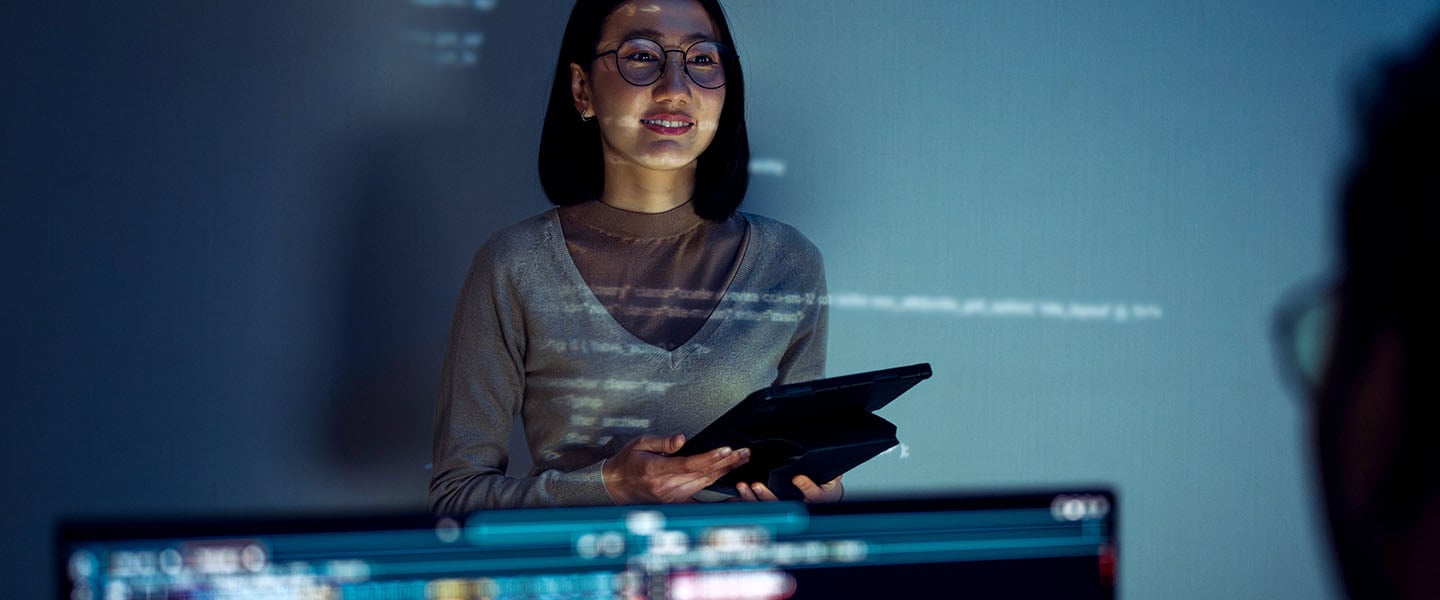 Women working in a technology environment